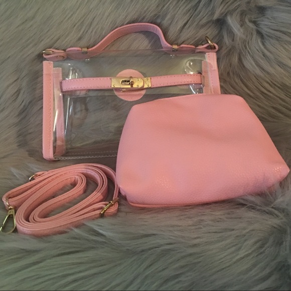 Charlie💋s Boutique Handbags - ✨CLEAR OR TRANSPARENT WITH PINK TRIM HANDBAG-NEW✨